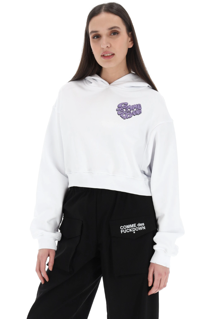 Comme Des Fuckdown Women Sweatshirt Short White