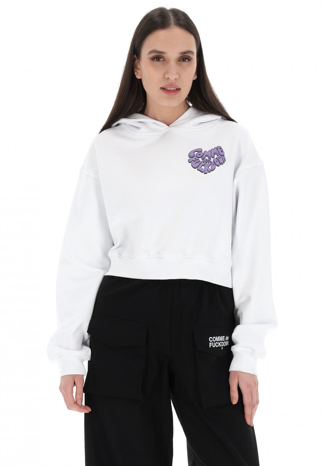 Comme Des Fuckdown Women Sweatshirt Short White