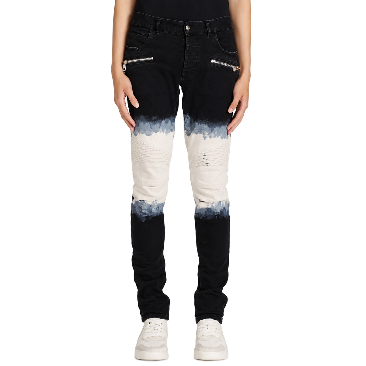 Balmain Men Jeans White tie-dye Black