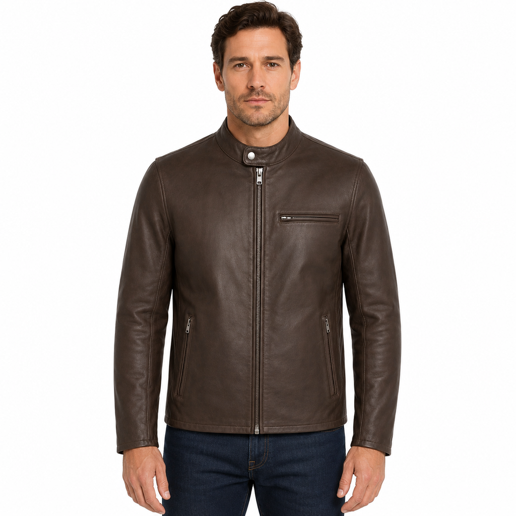 Schott NYC Men Jacket Leather Capra Brown