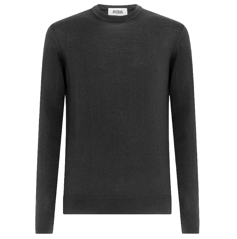 Alpha Studio Men Crew Neck Merinos Sweaters Grey