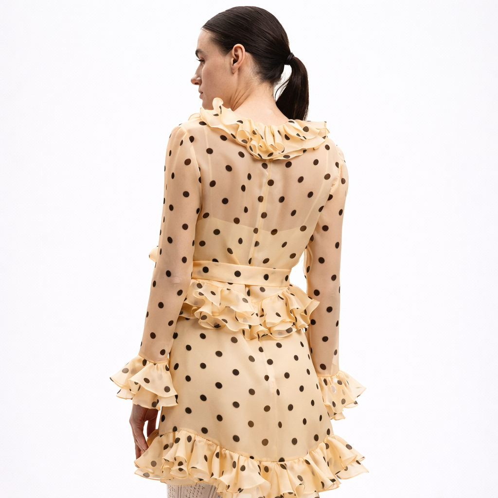 Valentino Garavani Women Dress Silk Polka Dot Beige