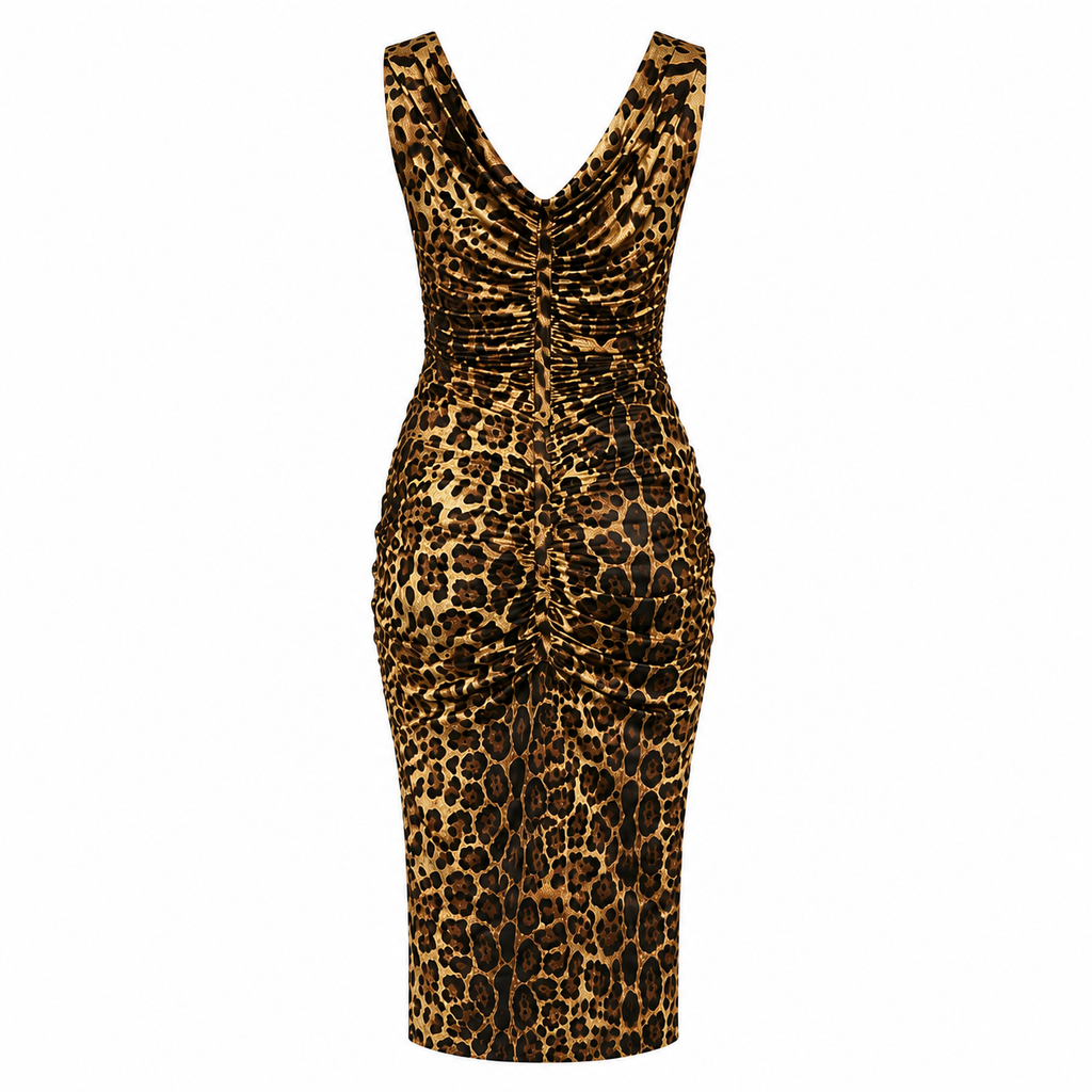 Dolce & Gabbana Women Dress Leopardato Arricciatura Multicolor