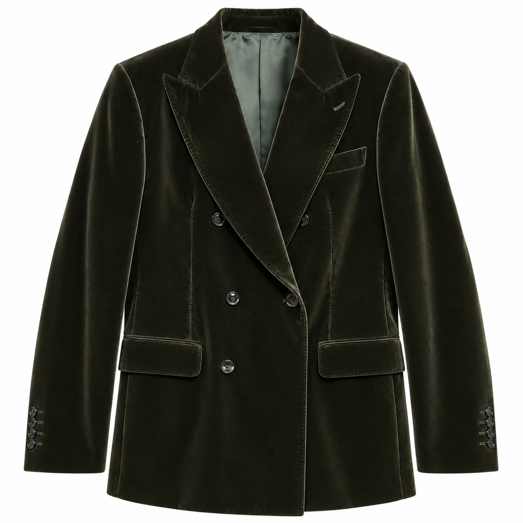 Dolce & Gabbana Men Jacket Double-Breasted Velvet Green