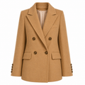 Loro Piana Fabric Women Coat Short Double-Breasted Cammello Camel