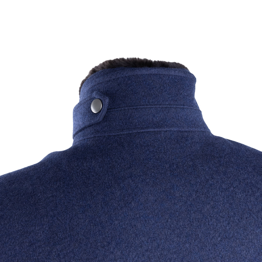 Loro Piana Fabric Men Bomber Wool Pelliccia Blue