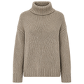 Alpha Studio Women Neck Piedi Soft Shiny Poncho Beige