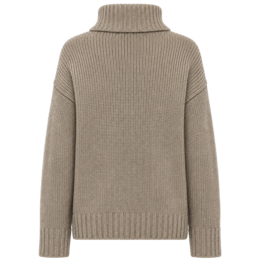 Alpha Studio Women Neck Piedi Soft Shiny Poncho Beige