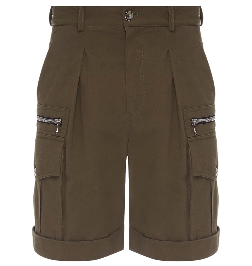 Balmain Men Shorts Cargo Green