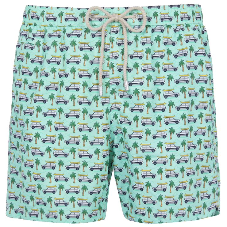 MC2 Saint Barth Men Micro Patterned Palmy Car Swimwear Green