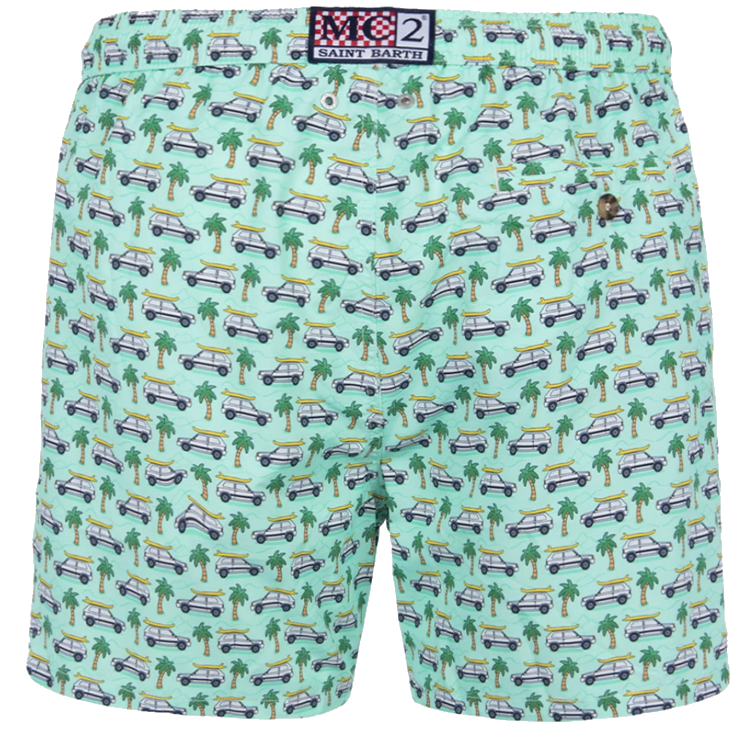 MC2 Saint Barth Men Micro Patterned Palmy Car Swimwear Green