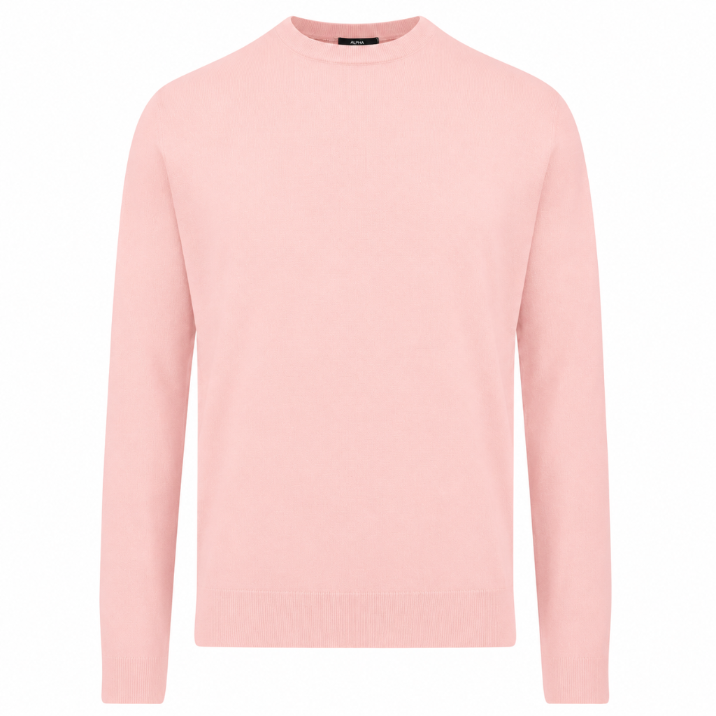Alpha Studio Men Knit Crew Neck Silk Cashmere Pink