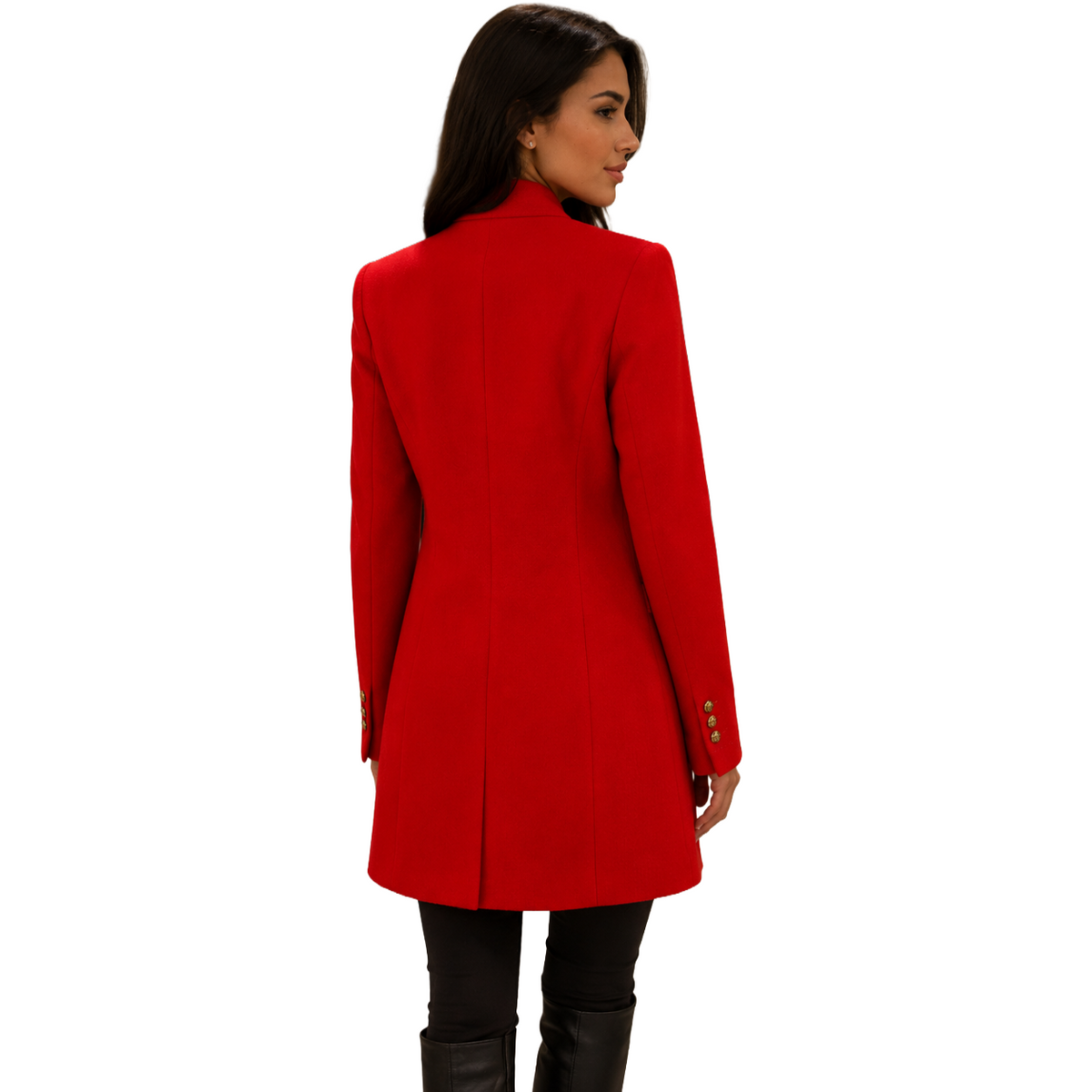 Balmain Women Coat Single-Breasted Red