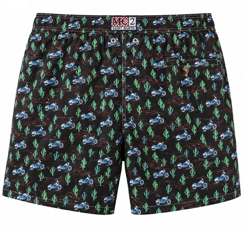 MC2 Saint Barth Men Micro Patterned Coast Swimwear Black