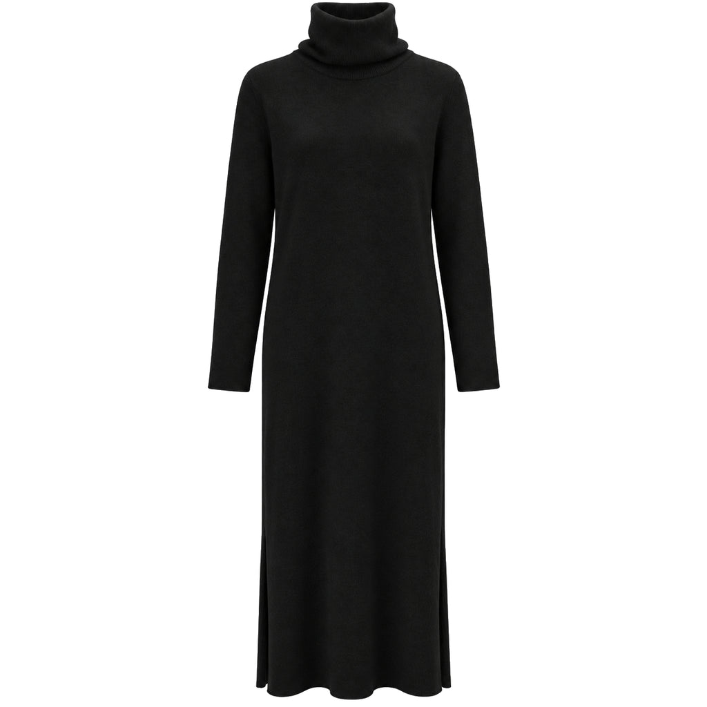 Alpha Studio Women Dress Long Turtleneck Greige Black