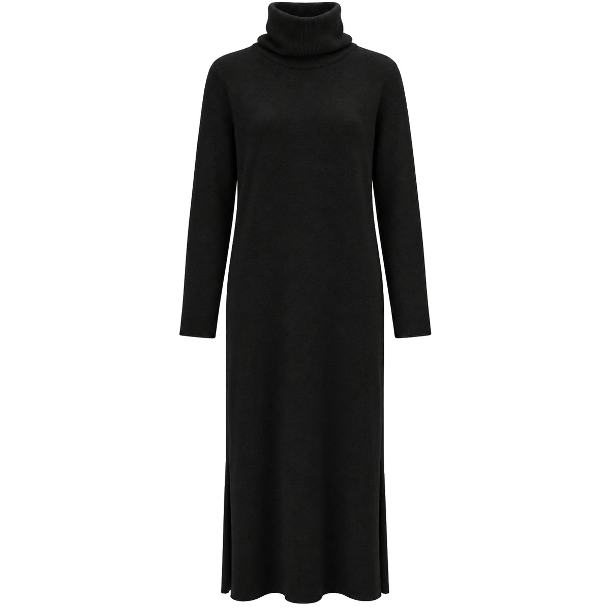 Alpha Studio Women Dress Long Turtleneck Greige Black