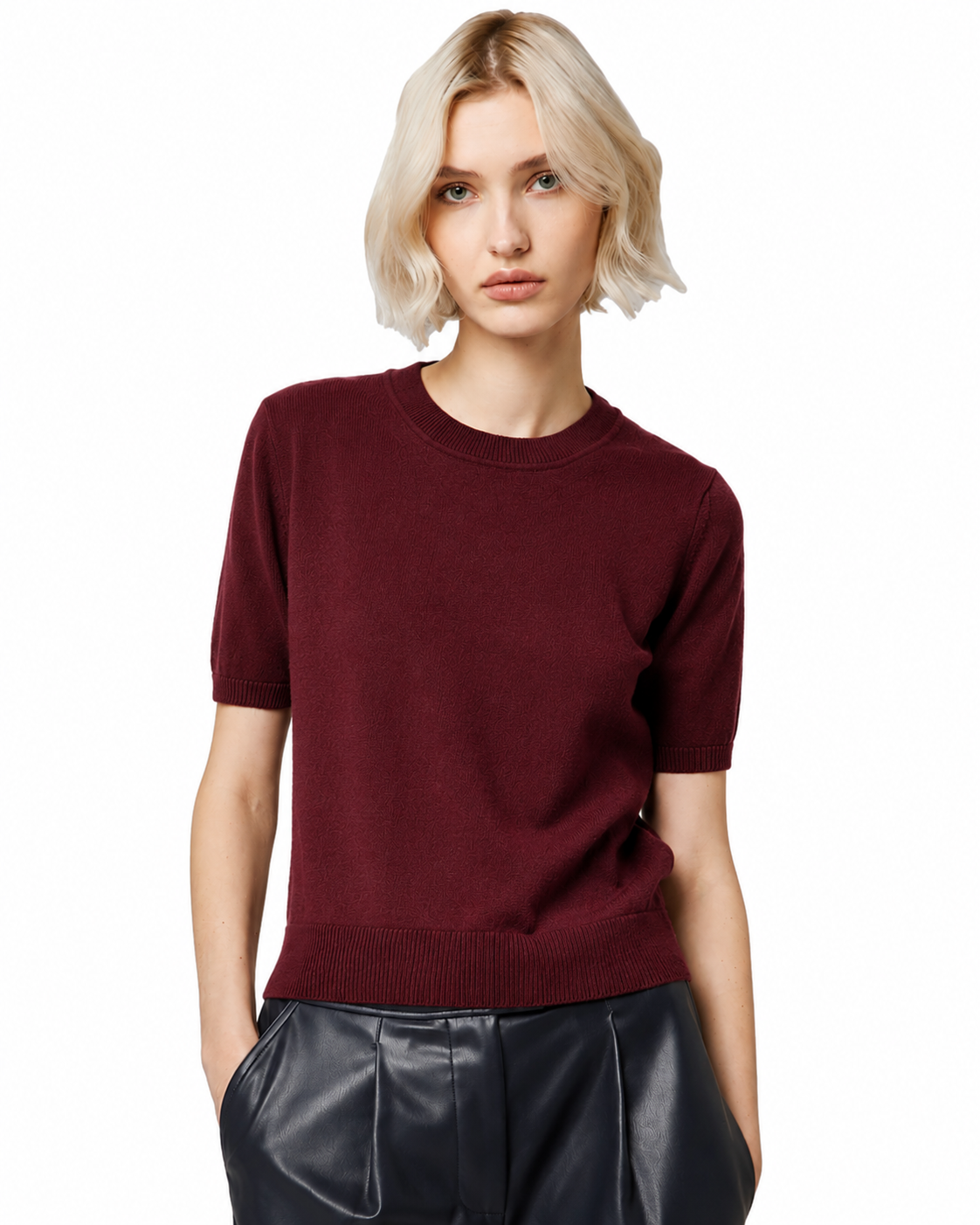 Alpha Studio Women Crew Neck Cropped Retrò Sweaters Red