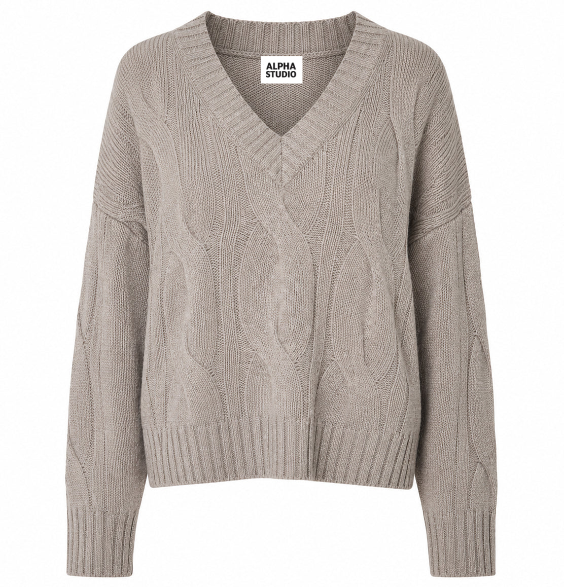 Alpha Studio Women Boxy Weaving Sweaters Beige