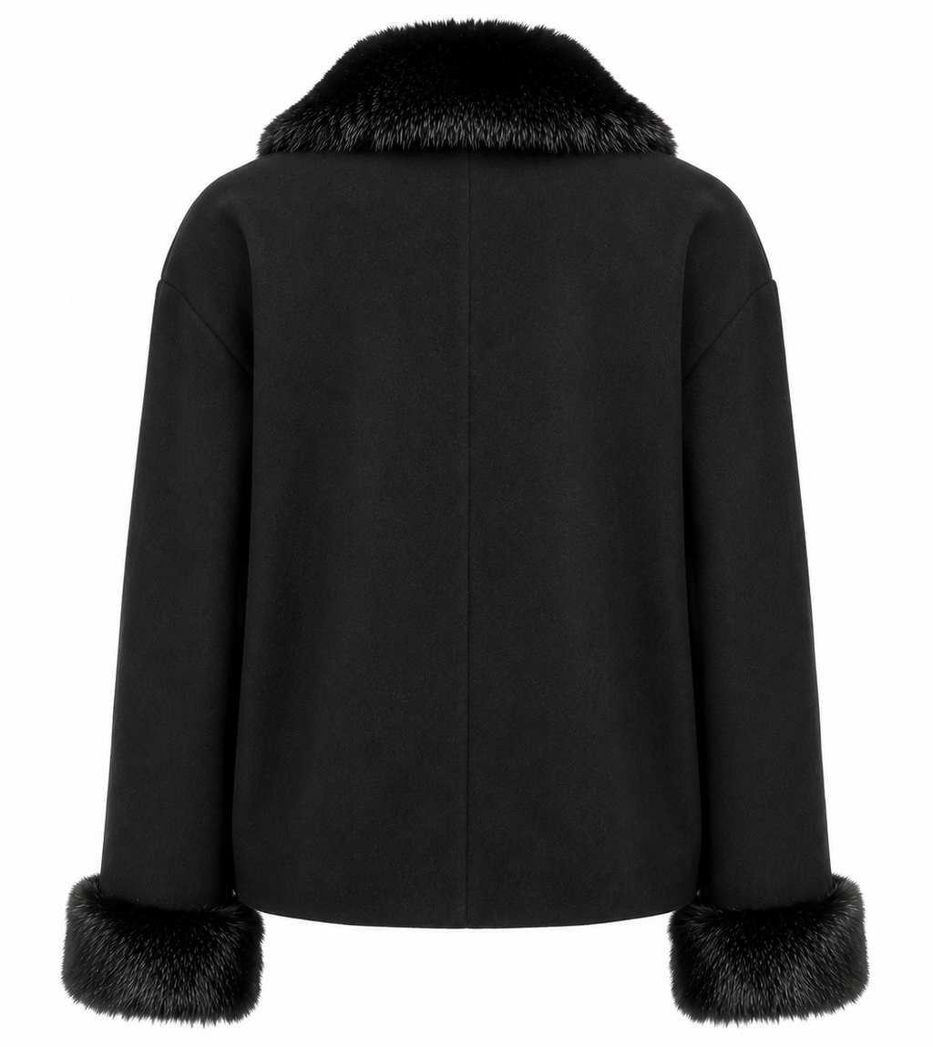 Loro Piana Fabric Women Coat Short Pelliccia Black
