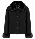 Loro Piana Fabric Women Coat Short Pelliccia Black