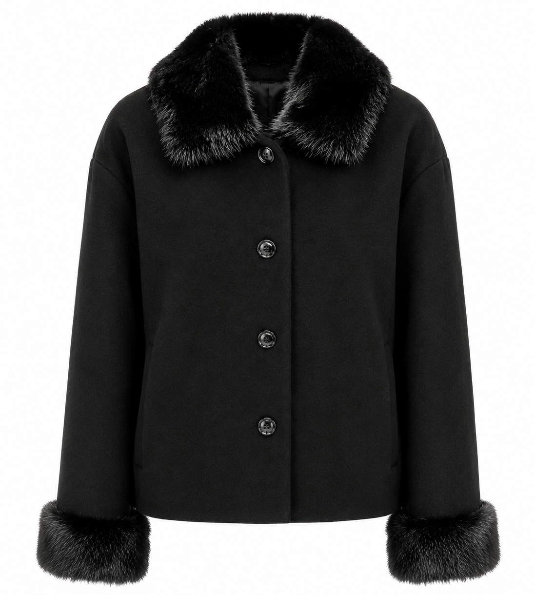 Loro Piana Fabric Women Coat Short Pelliccia Black