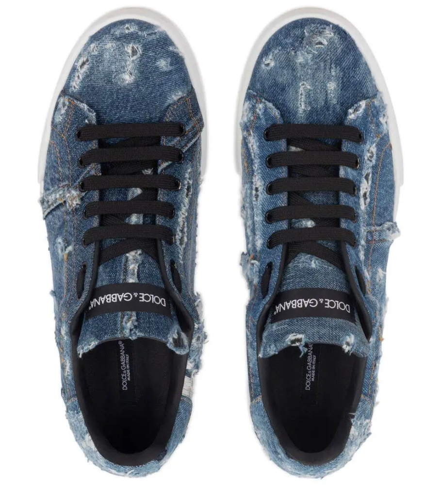 Dolce & Gabbana Men Sneakers Patch Denim Blue