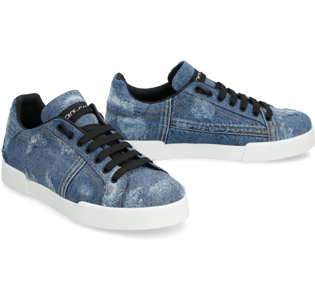 Dolce & Gabbana Men Sneakers Patch Denim Blue