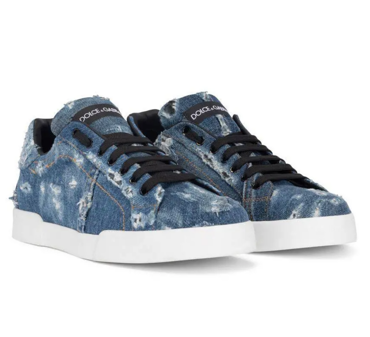 Dolce & Gabbana Men Sneakers Patch Denim Blue