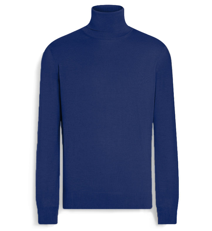 Emilio Romanelli Men Knit Turtleneck Gauge Blue