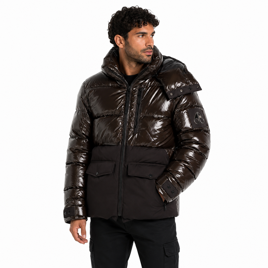 Moose knuckles Men Jacket Padded Glossy Brown