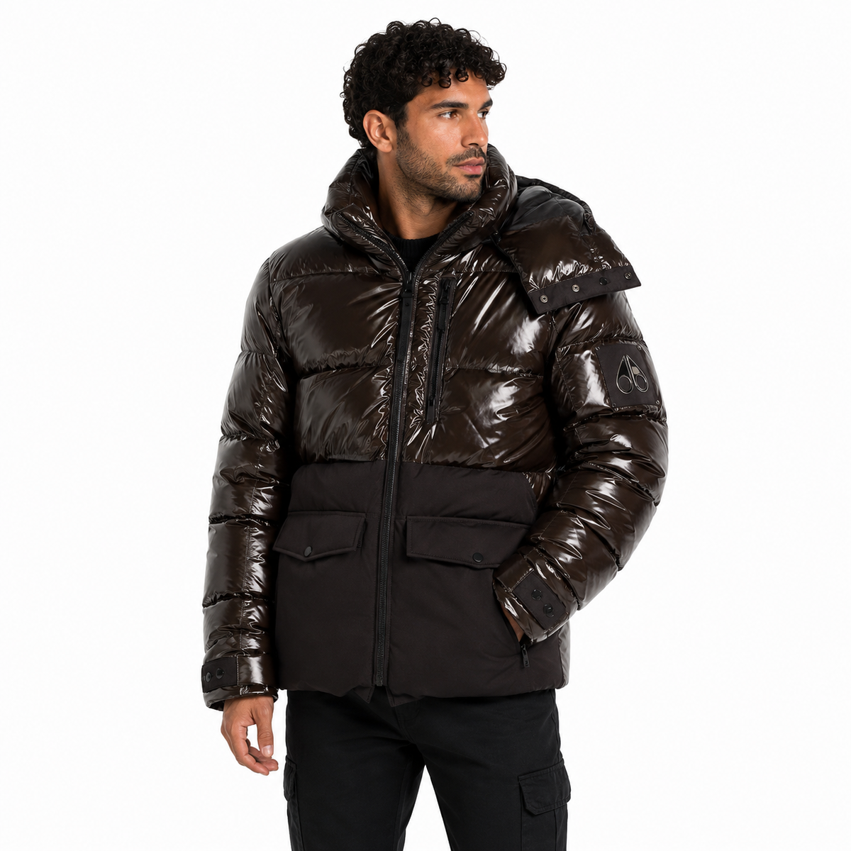 Moose knuckles Men Jacket Padded Glossy Brown