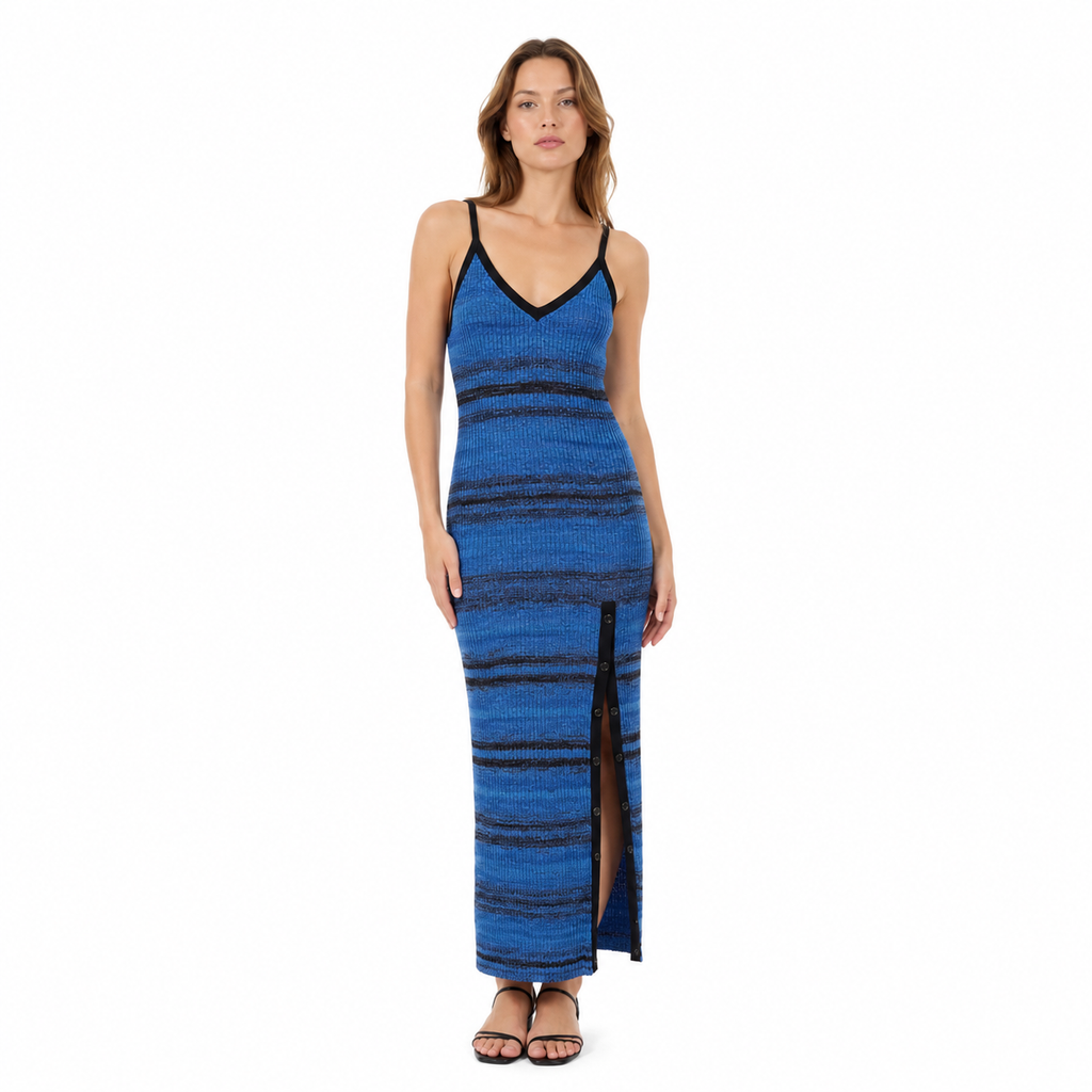Patrizia Pepe Women Dress Black Chine Blue