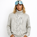 Balmain Men Metallic Cabled Turtleneck Grey