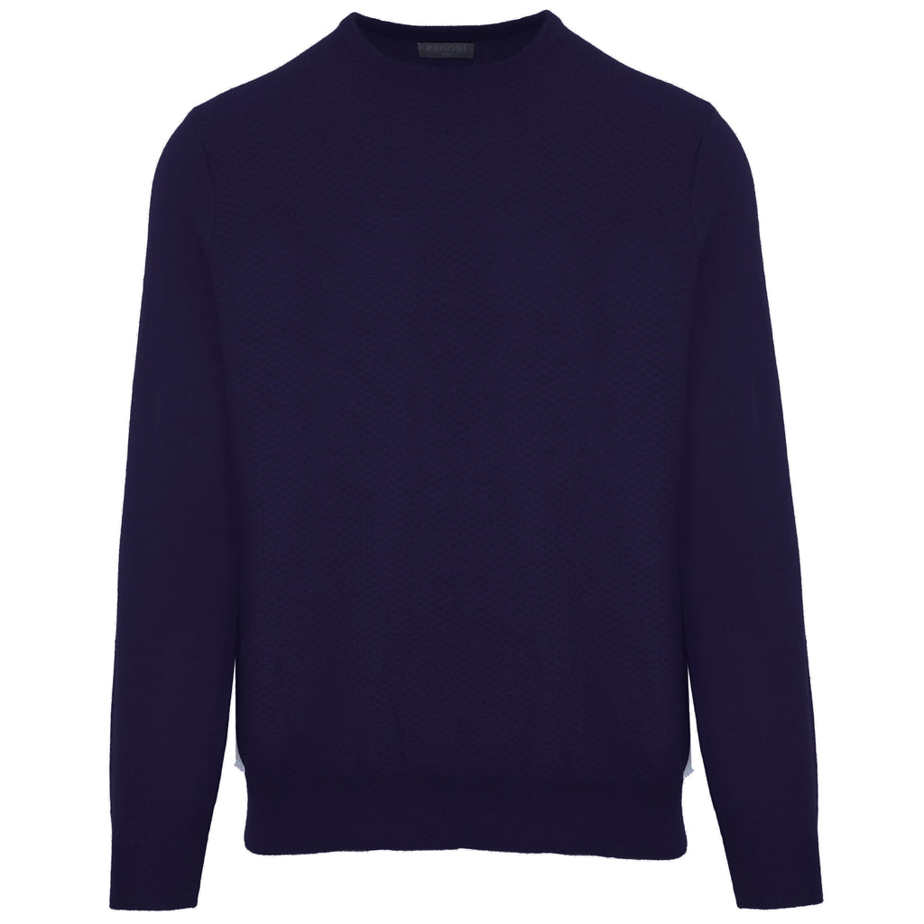 Malo Men Crew Neck Blend Cashmere Navy Sweaters Blue
