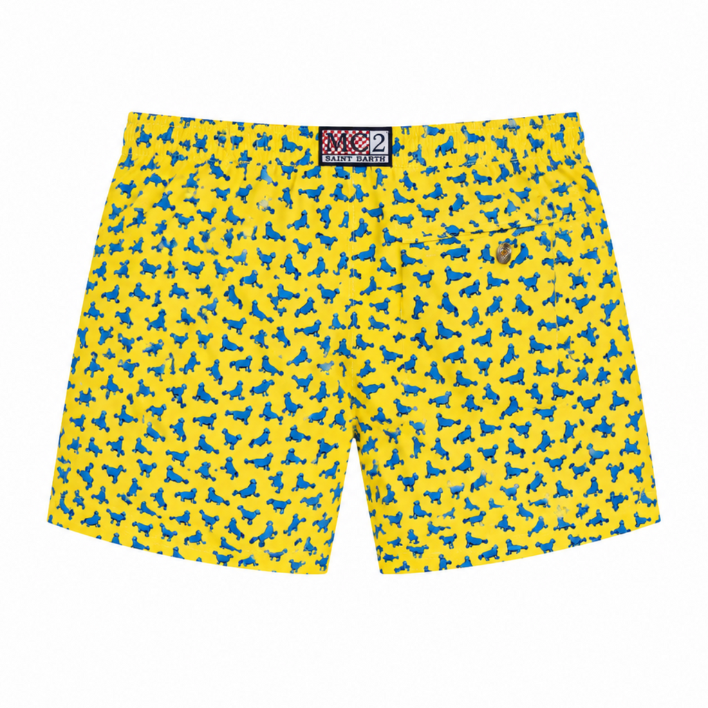 MC2 Saint Barth Men Swimsuit Lighting Micro Patterned Yellow