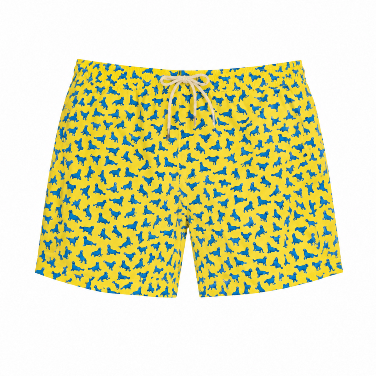 MC2 Saint Barth Men Swimsuit Lighting Micro Patterned Yellow