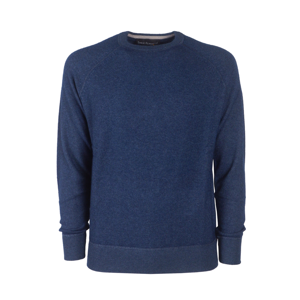 Emilio Romanelli Men Raglan Cut Sweaters Light Blue