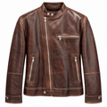Dolce & Gabbana Men Jacket Asimmetrica Leather Brown