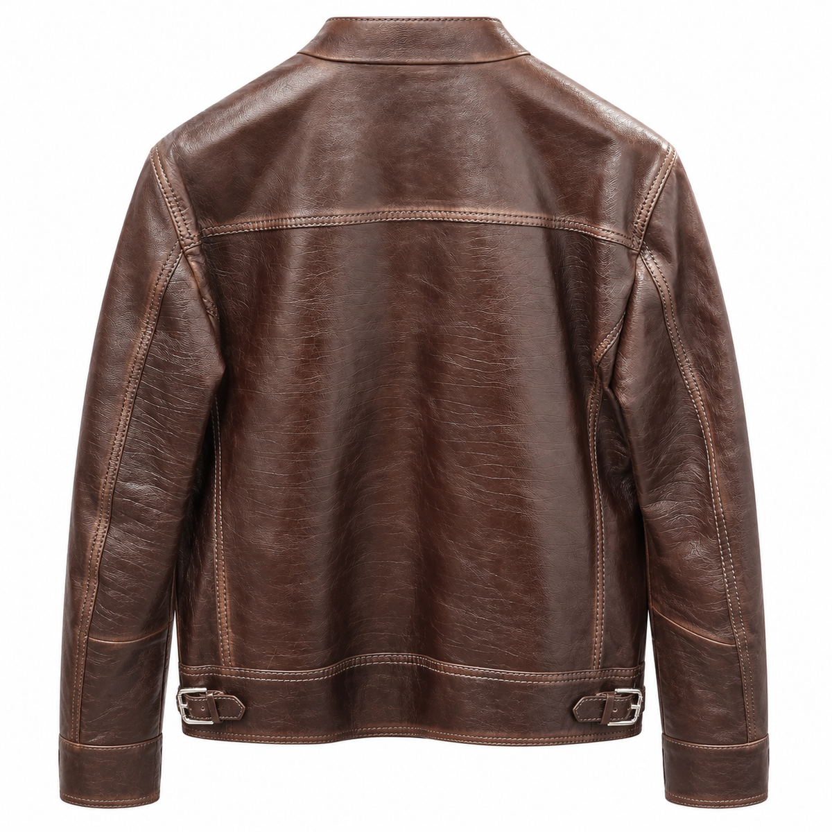 Dolce & Gabbana Men Jacket Asimmetrica Leather Brown