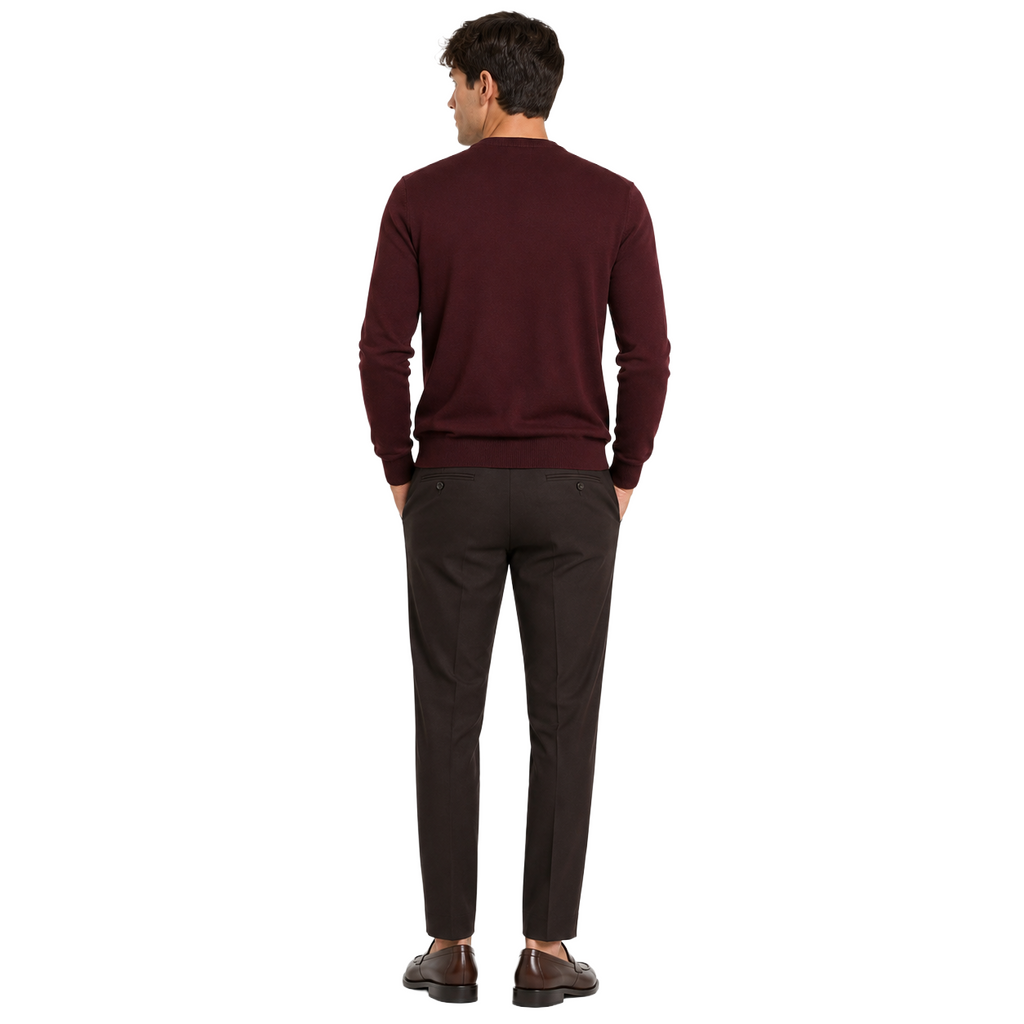 Alpha Studio Men Knit Crew Neck Wool Merino Red