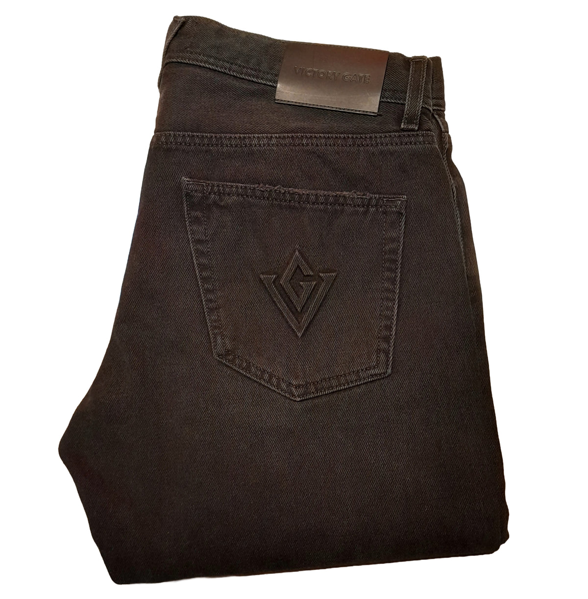 Victory Gate Men Denim Slim Jeans Black