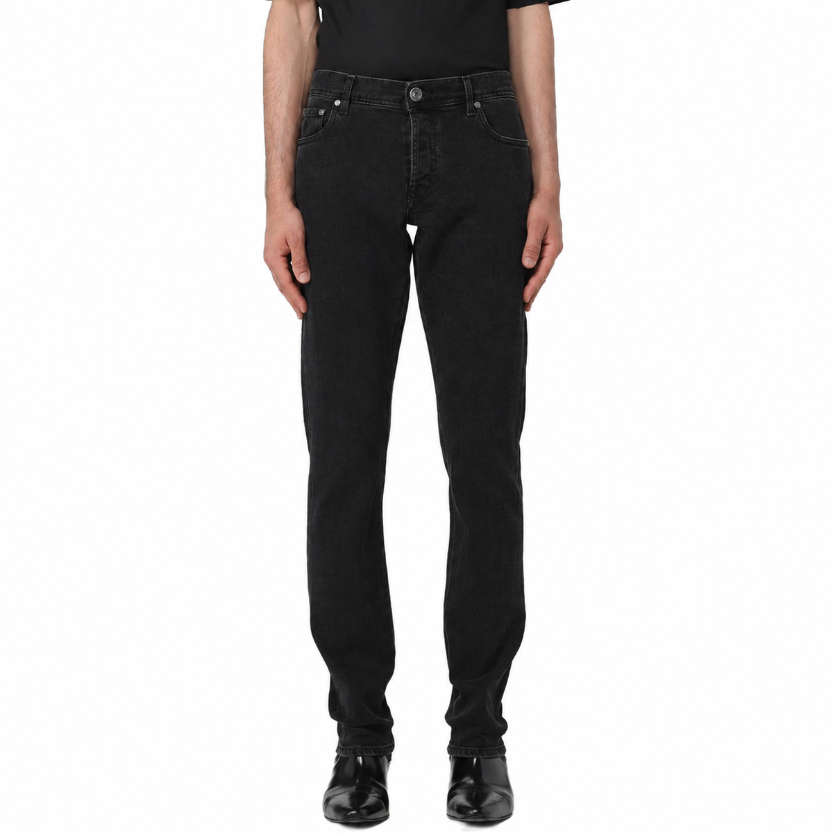 Victory Gate Men Denim Slim Jeans Black
