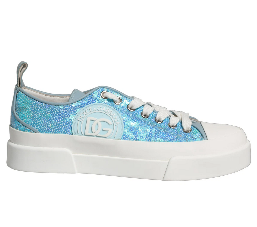 Dolce & Gabbana Women Sneaker Bassa Sequins Sneakers Light Blue