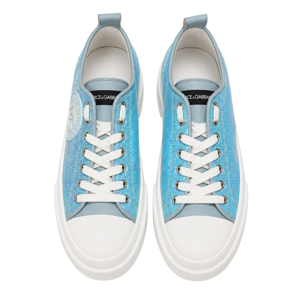 Dolce & Gabbana Women Sneaker Bassa Sequins Sneakers Light Blue