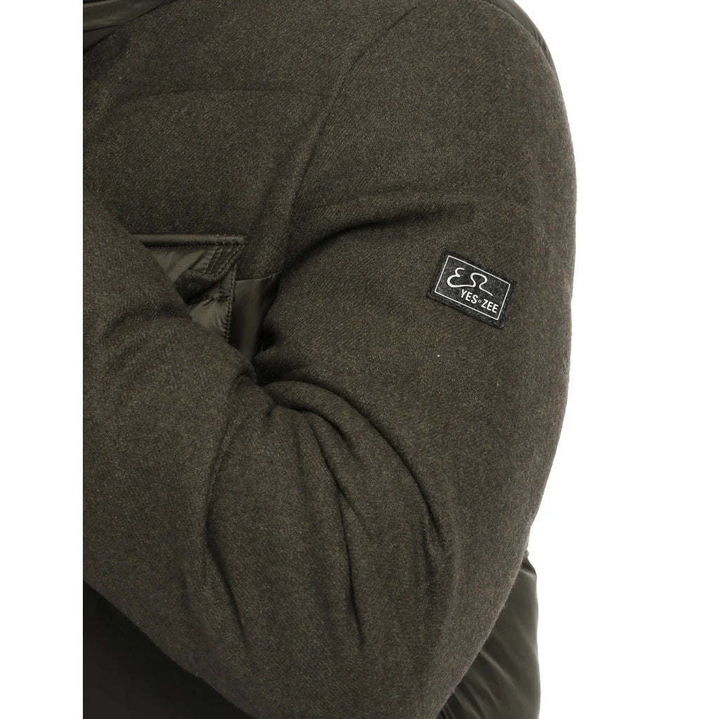 Yes Zee Men Wool Green Down Jacket