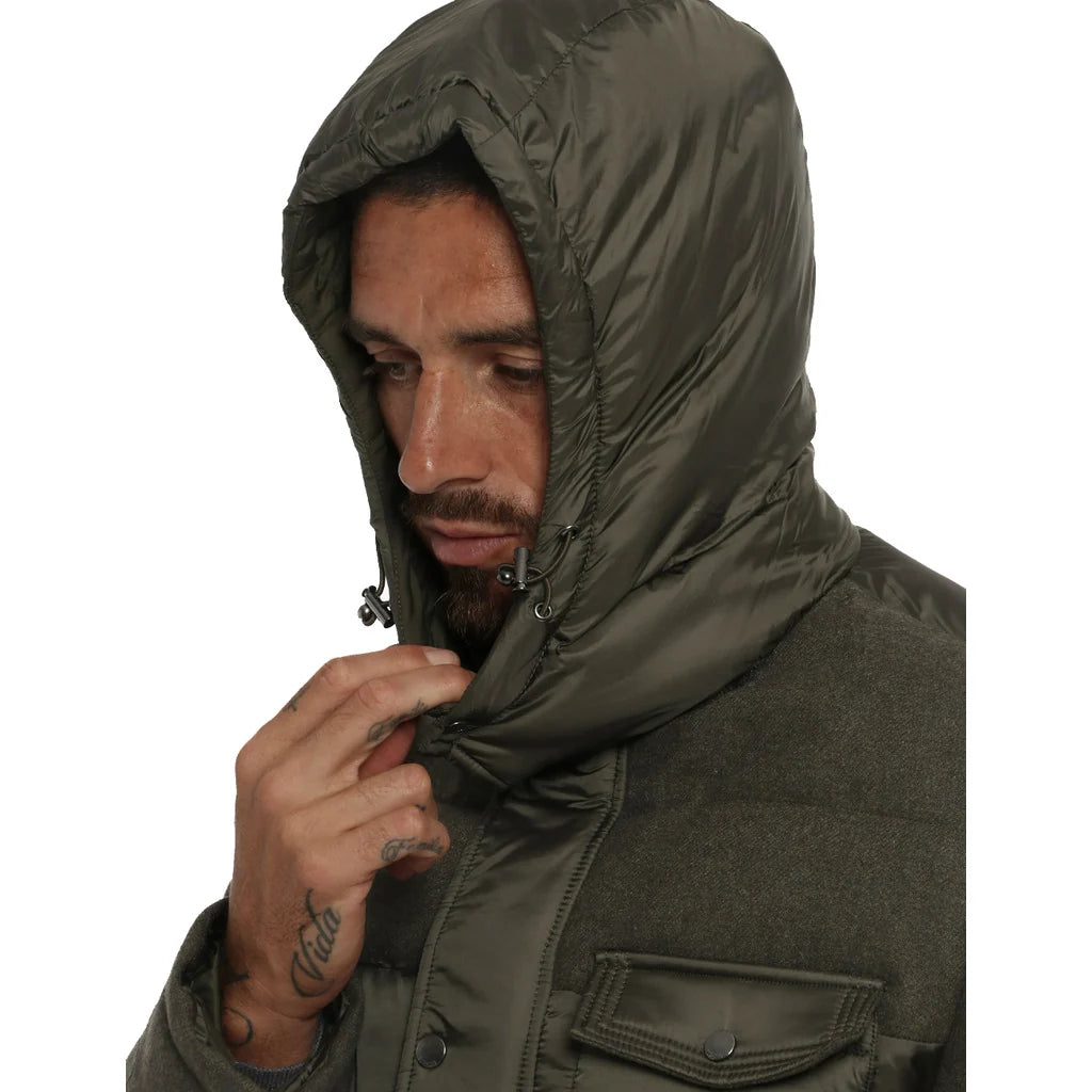 Yes Zee Men Wool Green Down Jacket