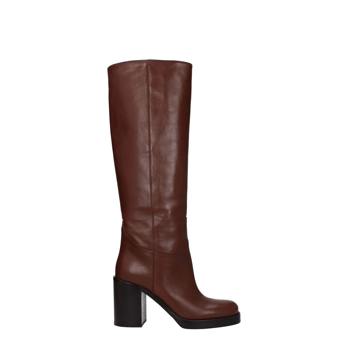 Prada Leather Knee-High Boots – Brown