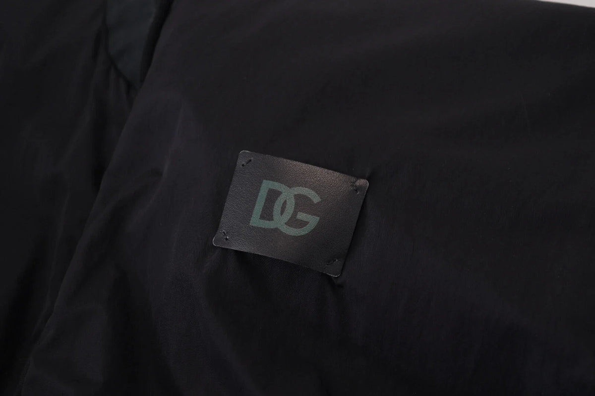 DOLCE & GABBANA Black Nylon Logo Bomber Jacket