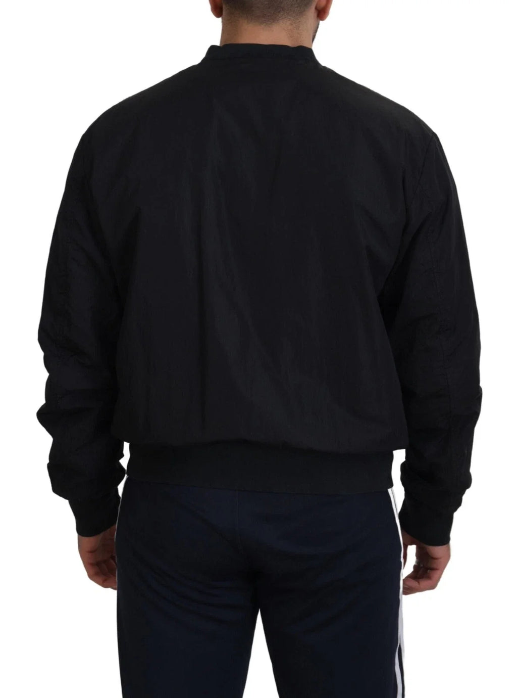 DOLCE & GABBANA Black Nylon Logo Bomber Jacket