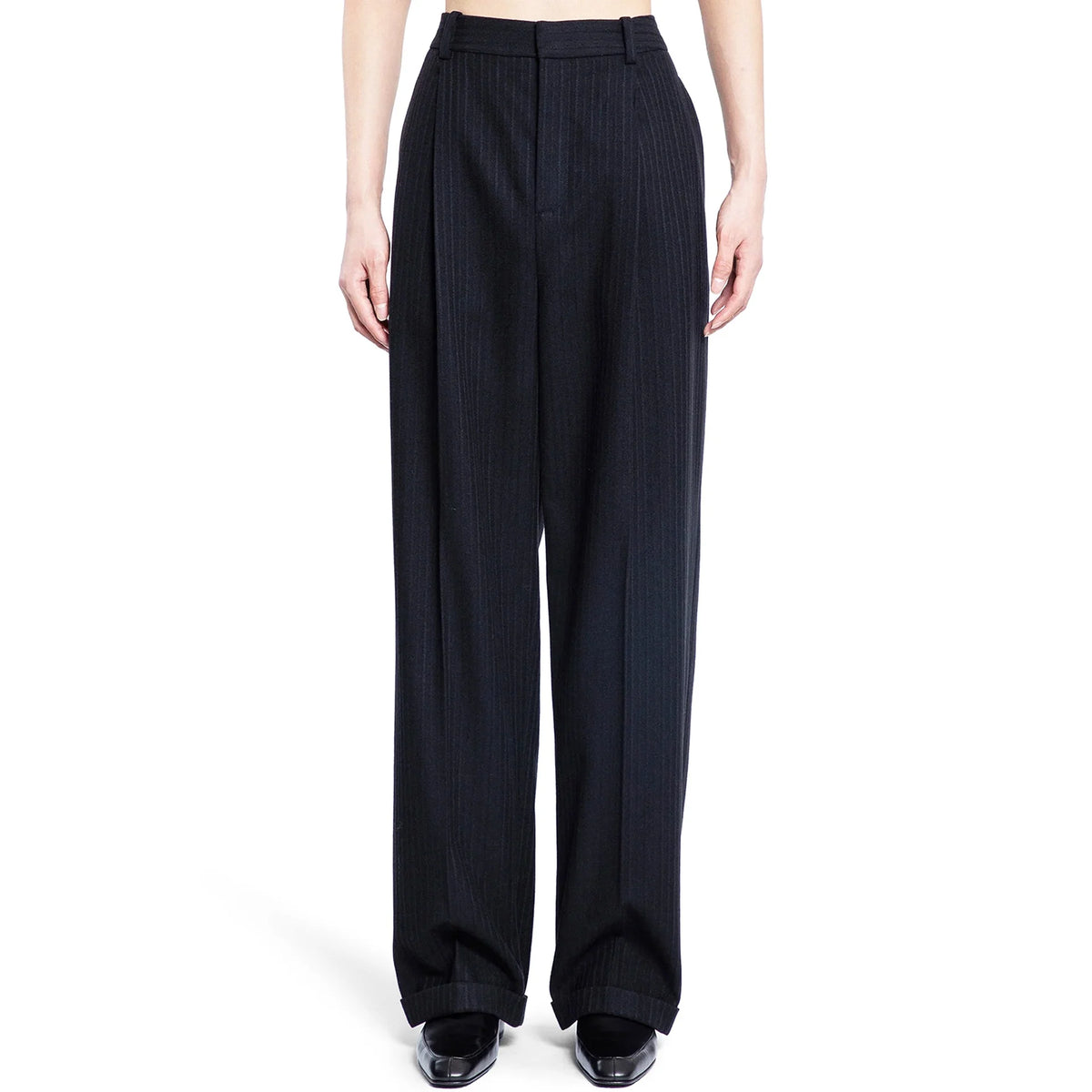 Saint Laurent Cashmere And Wool Flannel 90'S Striped Pants